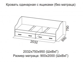 Кровать одинарная с ящиками (Без матраца 0,9*2,0) в Верхней Салде - verhnyaya-salda.magazin-mebel74.ru | фото