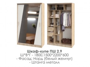 шкаф-купе ПШ-2.9 1500 Норд Белый жемчуг 1500 в Верхней Салде - verhnyaya-salda.magazin-mebel74.ru | фото